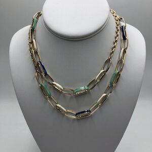 Vintage Banana Republic Women's Signed Silvertone Long Loop Chain Necklace